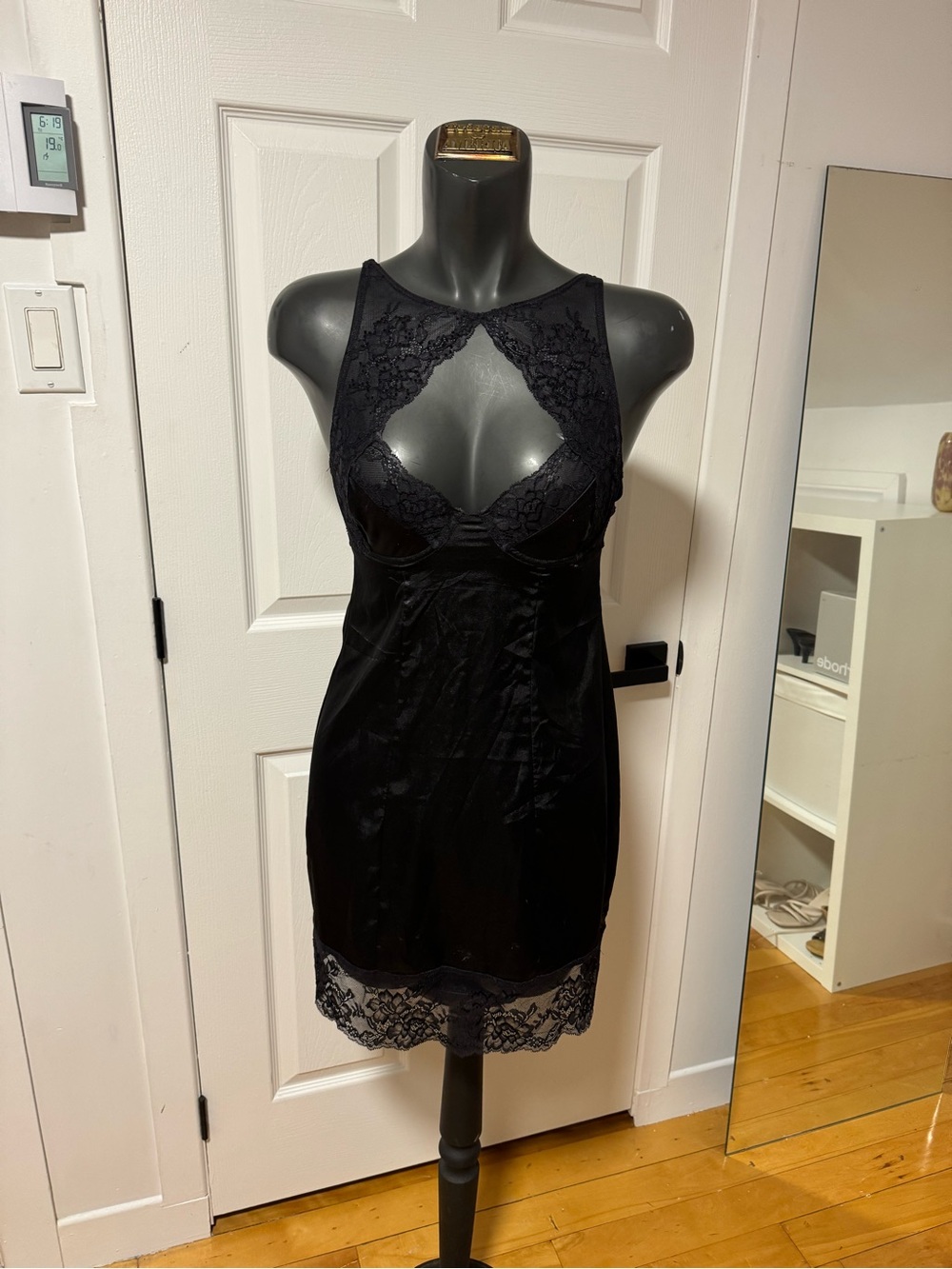 Black Lace Trim Slip Dress - Women's Intimates